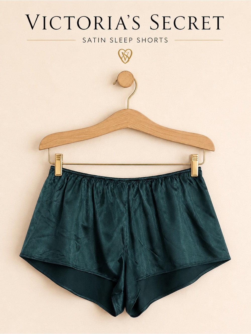 Victoria’s Secret Satin Sleep Shorts Green Teal Silky Pajama Lounge Shorts S